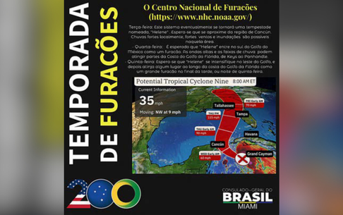 Consulado do Brasil em Miami alerta para tempestade tropical que pode virar furacão categoria 3