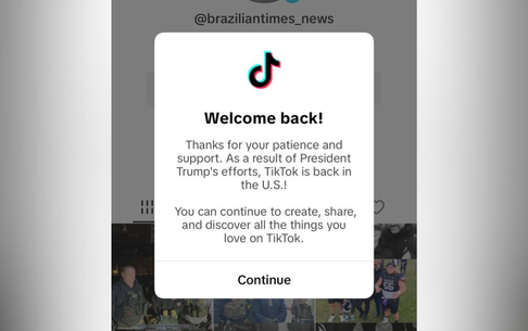 O TikTok está novamente ativo nos EUA, poucas horas após ter sido suspenso.