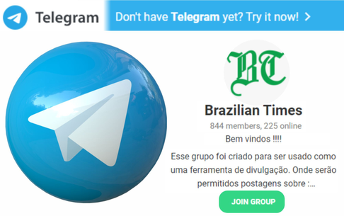 Junte-se ao grupo do Brazilian Times no Telegram e fique informado 