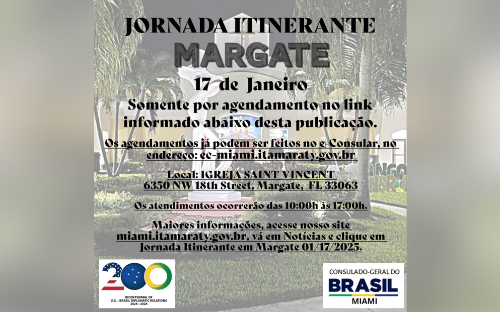 Primeiro Consulado Itinerante em Margate em 2025 há tem data marcada