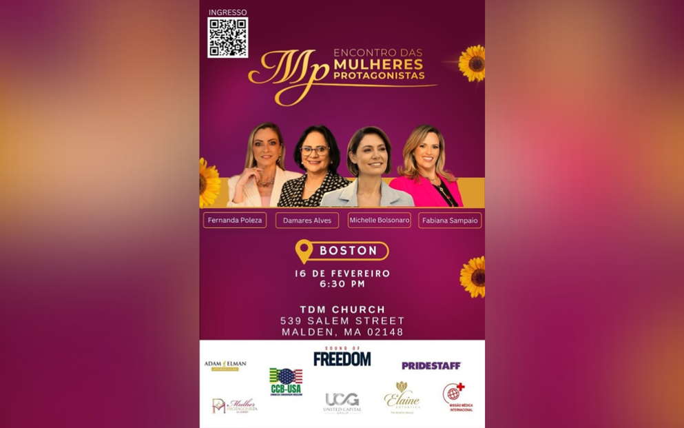 (COLUNA Update!) ESPECIAL: Michelle Bolsonaro palestra em evento que acontece dia 16, em Malden