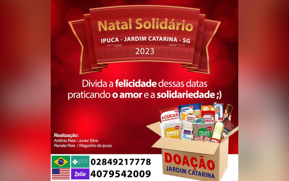 Natal Solidário: Brasileiro realiza campanha na Flórida para beneficiar comunidade carente no Rio de Janeiro